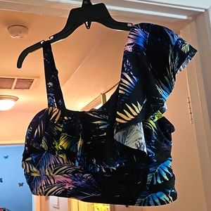 Torrid palms forest black Wireless One Shoulder Bikini Top